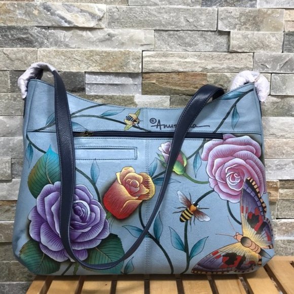 Anuschka Hand Painted Leather Large Hobo Bag - Picture 2 of 4